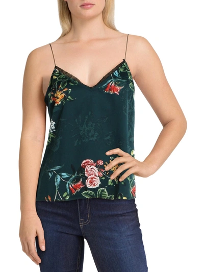 Bcbgeneration Womens Lace Trim Floral Print Camisole Top In Green