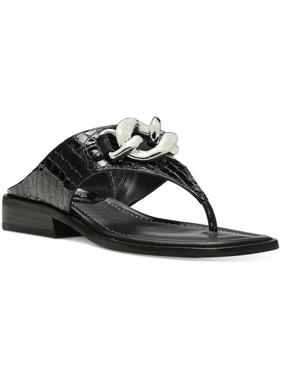 Donald J. Pliner Louise 66 Womens Patent Leather Thong Flip-flops In Black