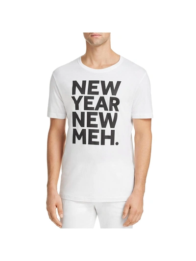 Noize New Year New Meh Mens Graphic Short Sleeve T-shirt In White