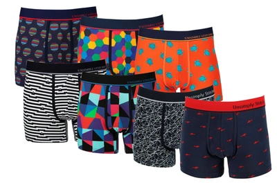 Unsimply Stitched Boxer Trunk 7 Pack In Blue Multi