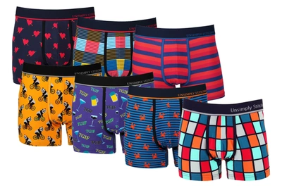 Unsimply Stitched Boxer Trunk 7 Pack In Blue Multi