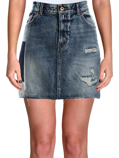 Scotch & Soda Womens Denim Distressed Denim Skirt In Blue