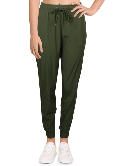 Nicole Miller Sport Womens Workout Fitness Jogger Pants In Green