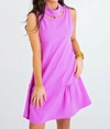 KARLIE SOLID CUT-OUT NECK RUFFLE BOTTOM DRESS IN PINK