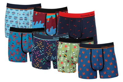 Unsimply Stitched Boxer Trunk 7 Pack In Blue Multi
