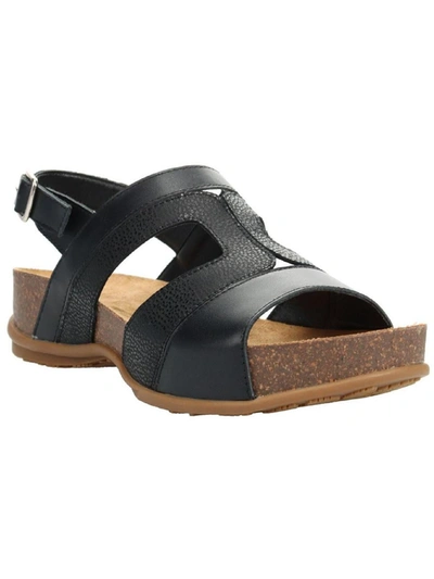 Propét Phlox Womens Leather Embossed Flat Sandals In Black