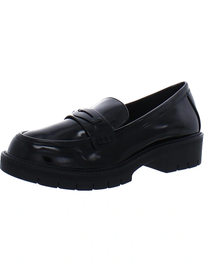 Mia Nelcy Womens Patent Slip On Loafers In Black