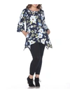 White Mark Plus Size Blanche Tunic Top In Blue