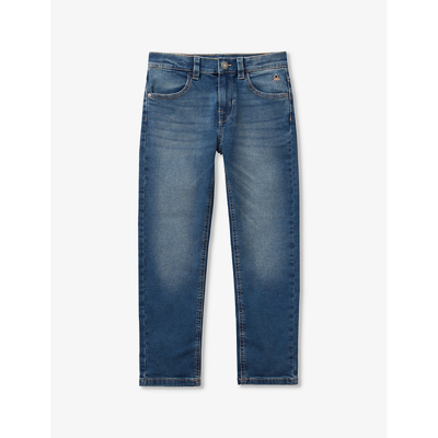 Benetton Boys Mid Denim Blue Kids Patch-pocket Slim-leg Stretch Denim Jeans