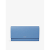Smythson Nile Blue Panama Marshall Logo-embossed Leather Travel Wallet In Nile Blue