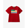 Benetton Boys Red Kids Branded-print Short-sleeved Organic-cotton T-shirt 18 Months - 6 Years