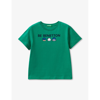 Benetton Boys  Green Kids Branded-print Short-sleeved Organic-cotton T-shirt 18 Months - 6 Y