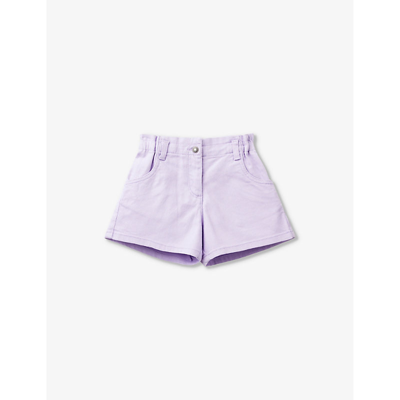 Benetton Girls Lilac Kids Elasticated-waist Stretch-denim Shorts 18 Months-6 Years