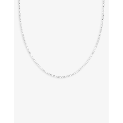 Astrid & Miyu Gleam Rhodium-plated Brass And Zirconia Chain Necklace In Silver