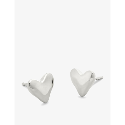 Monica Vinader Womens Sterling Silver Heart Sterling-silver Stud Earrings