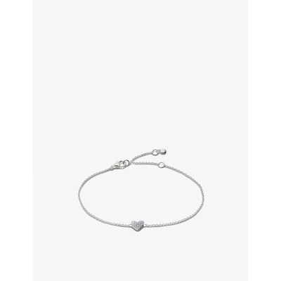 Monica Vinader Womens Sterling Silver Lab Grown Heart Sterling-silver And 1.41ct Diamond Chain Brace