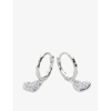 Monica Vinader Womens Sterling Silver Heart Sterling-silver And 1.7ct Diamond Huggie Earrings In Sterling Silver