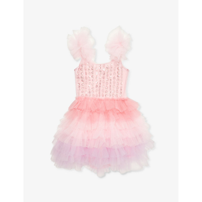 Tutu Du Monde Babies' Brushwork Sequin-embellished Cotton Dress 3-24 Months In Candy Floss Mix