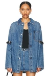 Coperni Open Elbow Cotton Denim Jacket In Washed Blue