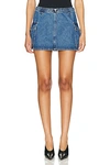 Coperni Denim Skirt With Frontal Logo Patch In Blue