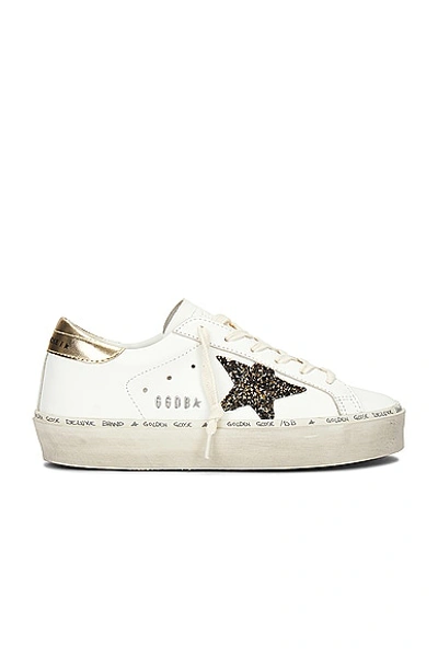Golden Goose Hi Star Leather Glitter Low-top Sneakers In White Black Gold