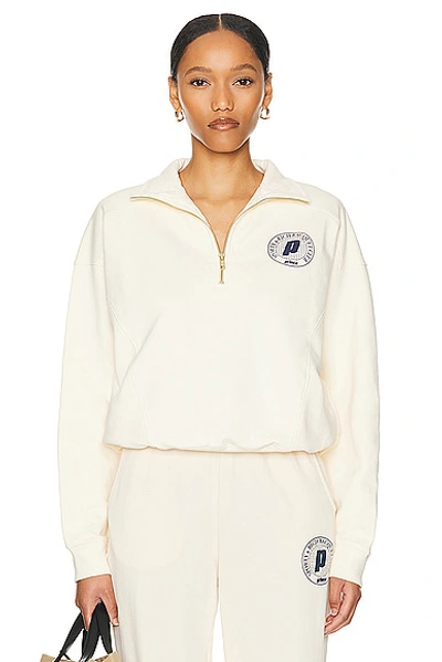 Sporty And Rich Net Quarter Zip Sweatshirt In Cream & Navy