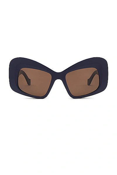 Loewe Anagram Square Sunglasses In Shiny Blue & Brown