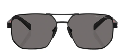 Prada Ps 51zs 1bo02g Navigator Polarized Sunglasses In Grey