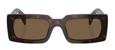 Prada Pr A07s 16n5y1 Rectangle Sunglasses In Brown