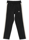 Palm Angels Anthracite Grey Linen Sports Trousers In Black And White