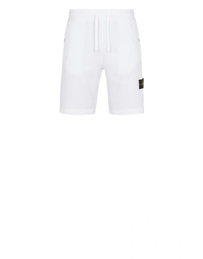 STONE ISLAND STONE ISLAND FLEECE BERMUDA SHORTS WHITE COTTON