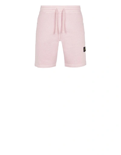 STONE ISLAND STONE ISLAND FLEECE BERMUDA SHORTS PINK COTTON