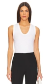 Enza Costa Supima Cotton Essential Sleeveless U-neck Tank Top In White In 白色
