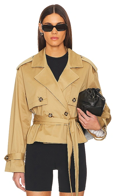 Favorite Daughter The Cropped Charles Trench Coat In 沙色