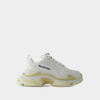 Balenciaga Triple S Logo-embroidered Faux Leather And Mesh Slip-on Sneakers In White