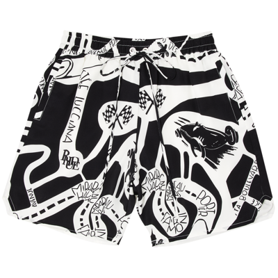 Pre-owned Rhude Strada Silk Short 'black/white'