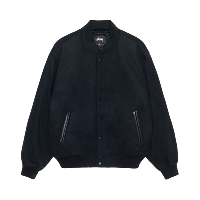 Pre-owned Stussy Sport Melton Varsity Jacket 'black'