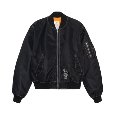 Pre-owned Stussy Built Reversible Bomber Jacket 'black'