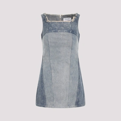 Marine Serre Regenerated Denim Mini Dress In Gr Blue