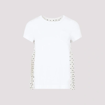 Sacai Polka Dot Print Jersey Cotton T-shirt In White