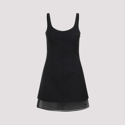 Prada Wool Midi Dress In Black