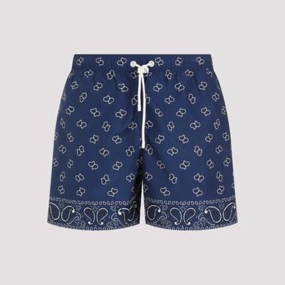 Palm Angels Paisley Swimshorts In Navy