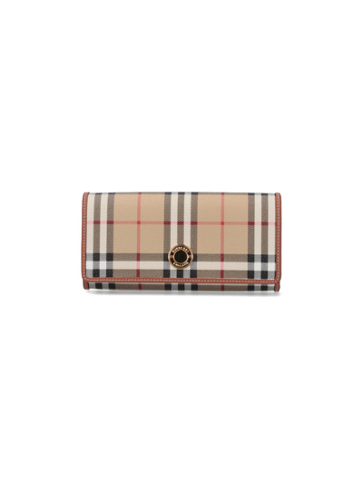 Burberry 'continental Check' Wallet In Beige