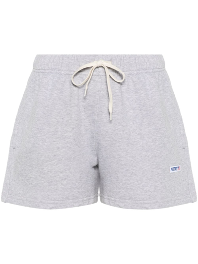 Autry Logo-patch Cotton Shorts In グレー