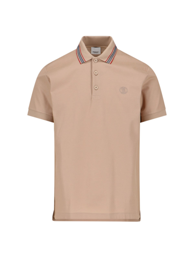 Burberry Logo Polo Shirt In Beige