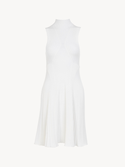Chloé Ribbed Wool Turtleneck Mini Dress In Blanc