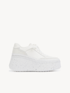 Chloé Platform Speckled Mix Leather Sneakers In White