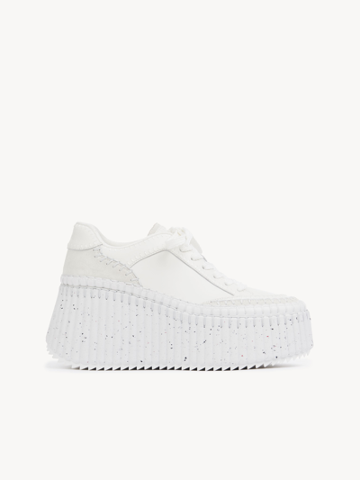 Chloé Baskets Compensées Nama Femme Blanc Taille 38 100% Cuir De Veau In White