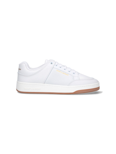 Saint Laurent Sl/61 Low Top Leather Sneakers In White
