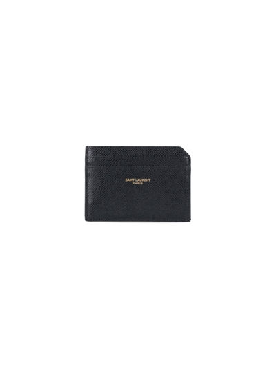 Saint Laurent Logo Card Holder In Black  